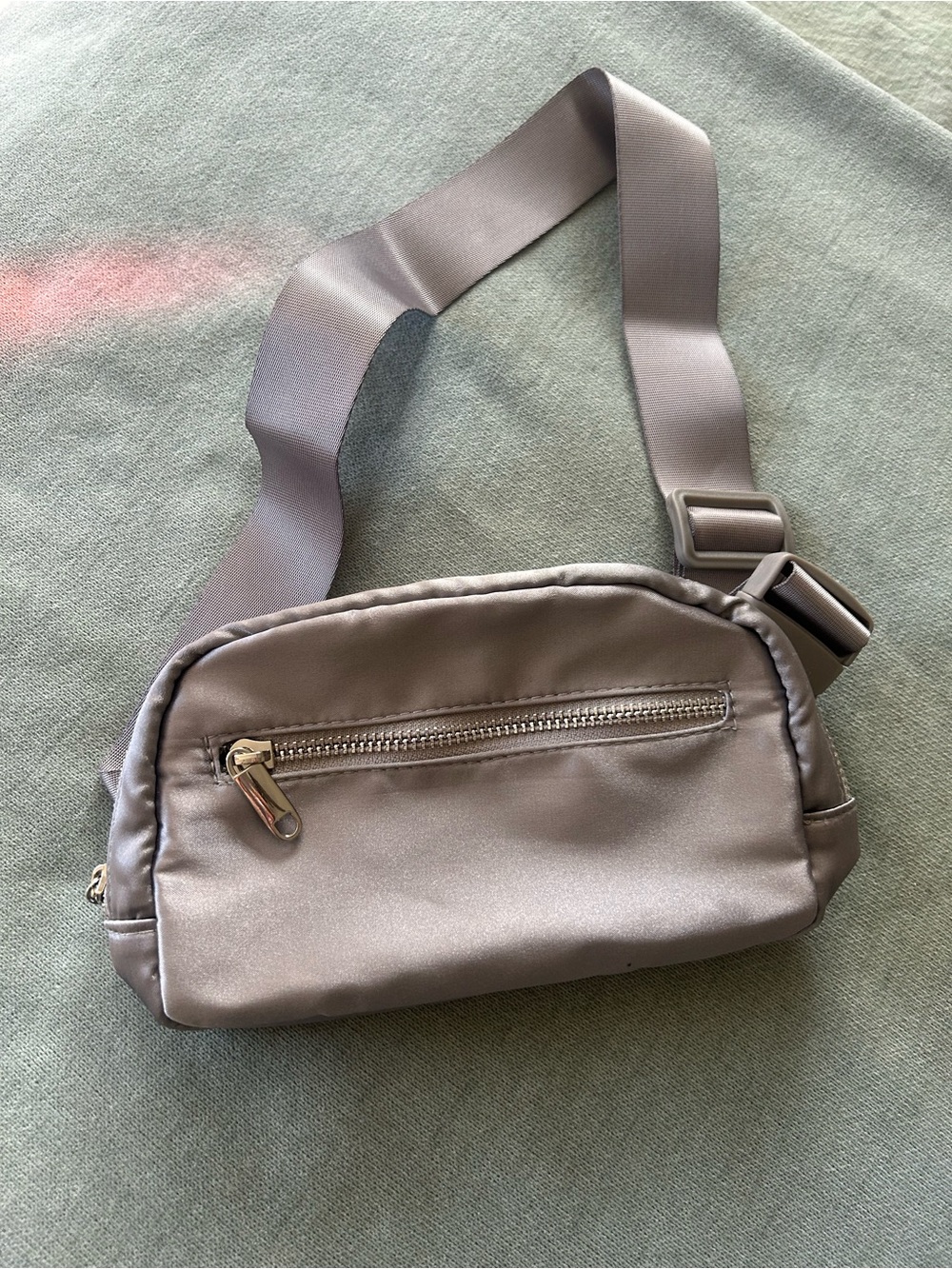 Satin Grey Silver Women's Crossbody Belt Bag
